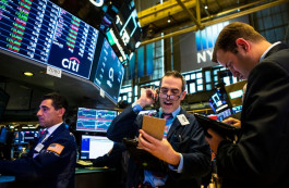 The New York Stock Exchange is rising