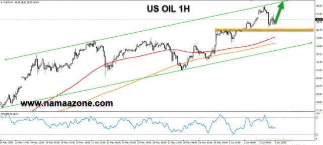 US crude rebounds from the 53.70 levels